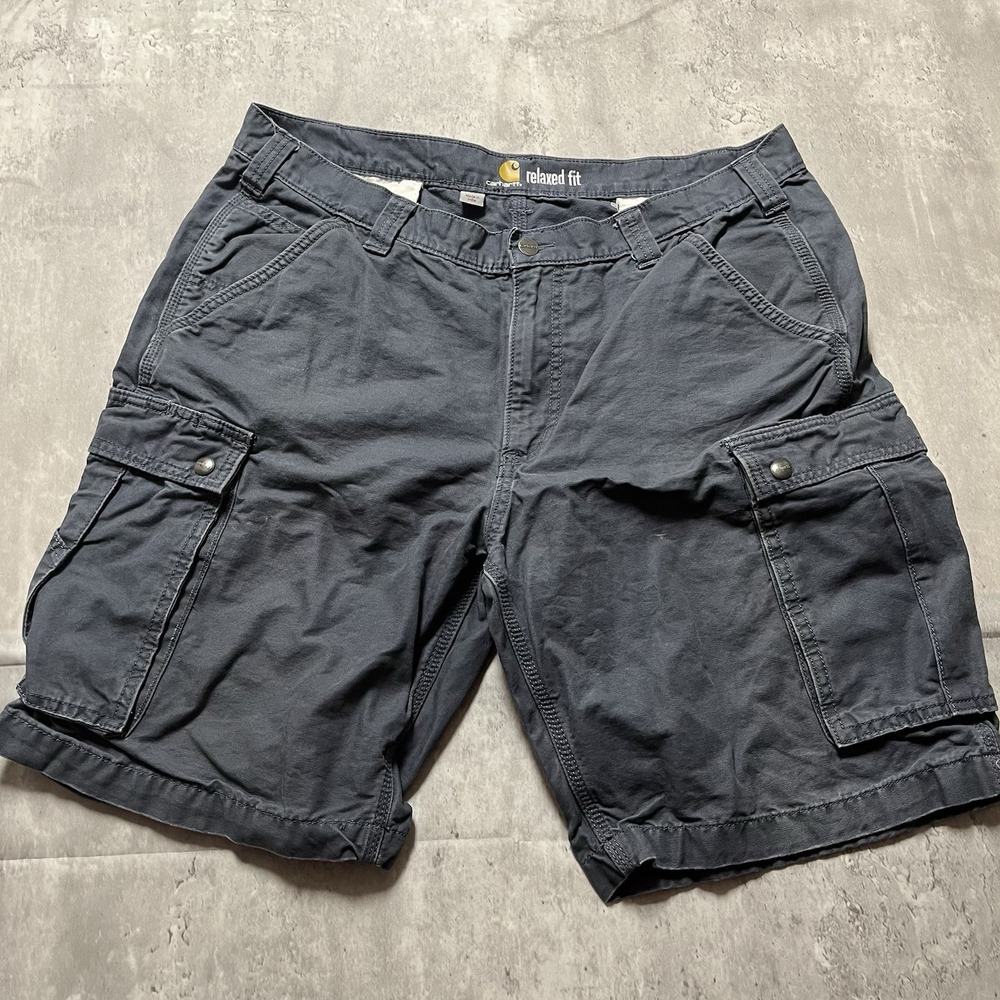 Carhartt Cargo Shorts Mens 40 Relaxed Fit Navy Blue Ripstop Utility Workwear